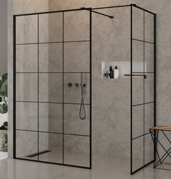 New Trendy New Modus Black Kabina Prysznicowa Walk-In z ramką dekoracyjną 150x100x200 cm czarna