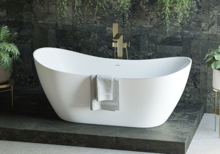 Alanad Presena Wanna wolnostojąca 150x72 cm z przelewem szczelinowym Biały