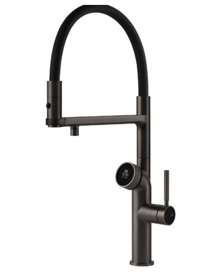 Gessi Vita Bateria zlewozmywakowa jednouchwytowa black metal brushed