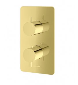   KOHLMAN Axel Bateria wannowo-prysznicowa termostatyczna podtynkowa z trzema wyjściami złoty połysk QW433AGD