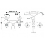 Bongio Impero bateria wannowa ścienna z prysznicem 06526