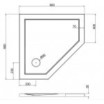 Britton Zamori Brodzik asymetryczny 900x900 mm Biały Z1191A