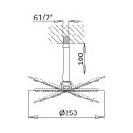 Bruma EloR Deszczownica Ø25 z ramieniem sufitowym sunrise PVD 1455346PR