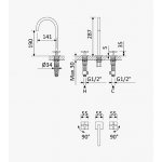 Bruma Hera Bateria umywalkowa 3-otworowa z korkiem Click-Clack Chrom 1068810CR