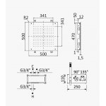 Bruma Hera Zestaw natryskowa termostatyczna podtynkowa z deszczownicą wpuszczaną w sufit 500x500 mm i słuchawką prysznicową Chrom 1064980CR