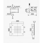 Bruma Hera Zestaw natryskowa termostatyczna podtynkowa z deszczownicą wpuszczaną w sufit 380x380 mm i słuchawką prysznicową Chrom 1064970CR