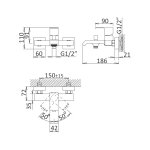 Bruma Linea Bateria wannowo-natryskowa Naścienna chrom 1820301CR