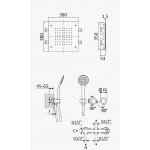 Bruma Lusitano Zestaw prysznicowy podtynkowy z deszczownicą 380x380 mm i słuchawka prysznicowa Chrom 1074281CR