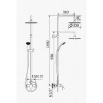 Bruma Mustang Bateria natryskowa ścienna z deszczownicą Ø 230 mm na ruchomym drążku ze słuchawką na ruchomym uchwycie Chrom 1162711CR