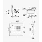 Bruma Royale Zestaw termostatyczny natryskowy podtynkowy z deszczownicą montowaną w sufit 380x380 mm i słuchawką prysznicową Chrom 1927861CR