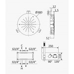 Bruma Venus Bateria natryskowa termostatyczna podtynkowa z deszczownicą sufitową Ø 380 mm i słuchawką prysznicową Chrom 1844892CR