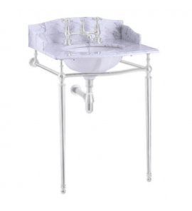 Burlington Blat 65 cm z umywalką podblatową 38 cm z 1 otworem na baterię Marmur Carrara G11TH