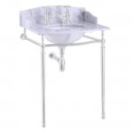 Burlington Blat 65 cm z umywalką podblatową 38 cm z 1 otworem na baterię Marmur Carrara G11TH