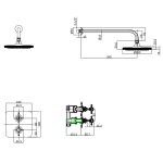 Burlington Guild Bateria prysznicowa termostatyczna z deszczownicą i ramieniem brushed nickel GUSHOWERPACKSQ2L