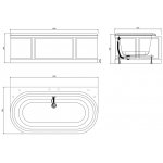 Burlington London Wanna przyścienna z obudową 1800x950 mm Szary E23G