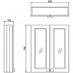 Burlington Szafka łazienkowa z lustrem 600 mm wisząca Szary F6MG