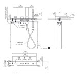 CEA BAR Bateria wannowa 4-otworowa na brzeg wanny z wylewką i słuchawką prysznicową element zewnętrzny Satin Stainless Steel BAR37S