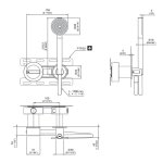 CEA BAR Bateria wannowa/prysznicowa ścienna z słuchawką i wężem element zewnętrzny Satin Stainless Steel BAR38YWS