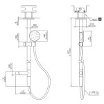 CEA Cartesio Bateria wannowa/prysznicowa sufitowa H161,5 cm z przyłączem wody, drążkiem i główką prysznicową element zewnętrzny Satin Stainless Steel CAR58WS