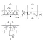 CEA Duet Bateria bidetowa ścienna z regulowaną wylewką element zewnętrzny Satin Stainless Steel DET27S