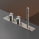 CEA Duet Bateria wannowa 3-otworowa na brzeg wanny ze słuchawką prysznicową element zewnętrzny Satin Stainless Steel DET31S