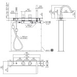 CEA Duet Bateria wannowa 4-otworowa na brzeg wanny z wylewką i słuchawką prysznicową element zewnętrzny Satin Stainless Steel DET32S