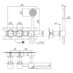 CEA Duet Bateria wannowa/prysznicowa ścienna ze słuchawką i wężem element zewnętrzny Satin Stainless Steel DET34YWS