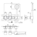 CEA Duet Bateria wannowa/prysznicowa ścienna ze słuchawką i wężem element zewnętrzny Satin Stainless Steel DET34HYS