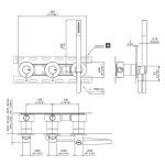 CEA Gastone Bateria wannowa/prysznicowa ścienna z słuchawką i wężem element zewnętrzny Satin Stainless Steel GAS08WS