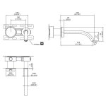 CEA Giotto Bateria umywalkowa ścienna z progresywnym mieszaczem element zewnętrzny Satin Stainless Steel GIO44S