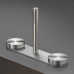 CEA Giotto Bateria wannowa 3-otworowa na brzeg wanny ze słuchawką prysznicową element zewnętrzny Satin Stainless Steel GIO110S