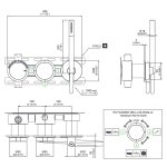 CEA Giotto Bateria wannowa/prysznicowa ścienna termostatyczna z przełącznikiem 2/3-drożnym, słuchawką i wężem element zewnętrzny Satin Stainless Steel GIO54WS