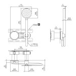 CEA Giotto Bateria wannowa/prysznicowa ścienna z słuchawką i wężem element zewnętrzny Satin Stainless Steel GIO24HWS