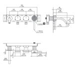 CEA Giotto Plus Bateria wannowa/prysznicowa ścienna z wylewką, słuchawką i wężem element zewnętrzny Satin Stainless Steel GIO84SGS