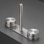 CEA Giotto Plus Bateria wannowa 3-otworowa na brzeg wanny ze słuchawką prysznicową element zewnętrzny Satin Stainless Steel GIO92S