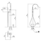 CEA Gradi Bateria wannowa wolnostojąca ze słuchawką i wężem element zewnętrzny Satin Stainless Steel GRA24BKS