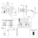 CEA Innovo Bateria bidetowa ścienna z regulowaną wylewką 16,5 cm element zewnętrzny Satin Stainless Steel INV23S