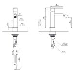 CEA Innovo Bateria bidetowa jednootworowa z regulowaną wylewką H15,5 cm Satin Stainless Steel INV02S