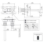 CEA Innovo Bateria umywalkowa ścienna z wylewką 21,5 cm element zewnętrzny Satin Stainless Steel INV22S