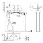 CEA Innovo Bateria wannowa 3-otworowa na brzeg wanny ze słuchawką prysznicową element zewnętrzny Satin Stainless Steel INV55S