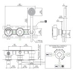 CEA Innovo Bateria wannowa/prysznicowa ścienna termostatyczna z przełącznikiem 2/3-drożnym, słuchawką i wężem element zewnętrzny Satin Stainless Steel INV60YWS