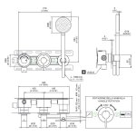 CEA Innovo Bateria wannowa/prysznicowa ścienna termostatyczna z przełącznikiem 2-drożnym, słuchawką i wężem element zewnętrzny Satin Stainless Steel INV51HWS