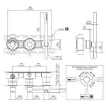 CEA Innovo Bateria wannowa/prysznicowa ścienna termostatyczna z przełącznikiem 2/3-drożnym, słuchawką i wężem element zewnętrzny Satin Stainless Steel INV60WS