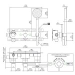 CEA Innovo Bateria wannowa/prysznicowa ścienna termostatyczna z przełącznikiem 2-drożnym, słuchawką i wężem element zewnętrzny Satin Stainless Steel INV50HWS