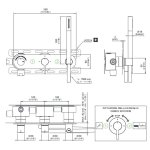 CEA Innovo Bateria wannowa/prysznicowa ścienna termostatyczna z przełącznikiem 2-drożnym, słuchawką i wężem element zewnętrzny Satin Stainless Steel INV50WS