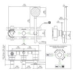 CEA Innovo Bateria wannowa/prysznicowa ścienna termostatyczna z przełącznikiem 2/3-drożnym, słuchawką i wężem element zewnętrzny Satin Stainless Steel INV59HWS