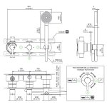 CEA Innovo Bateria wannowa/prysznicowa ścienna termostatyczna z przełącznikiem 2/3-drożnym, słuchawką i wężem element zewnętrzny Satin Stainless Steel INV59YWS