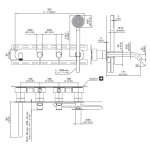 CEA Innovo Bateria wannowa ścienna z wylewką, słuchawką i wężem element zewnętrzny Satin Stainless Steel INV54YWS