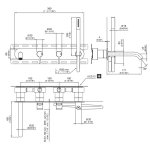 CEA Innovo Bateria wannowa ścienna z wylewką, słuchawką i wężem element zewnętrzny Satin Stainless Steel INV54WS