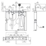 CEA Lutezia Bateria wannowa termostatyczna 5-otworowa na brzeg wanny z wylewką, słuchawką prysznicową element zewnętrzny Satin Stainless Steel LTZ35S